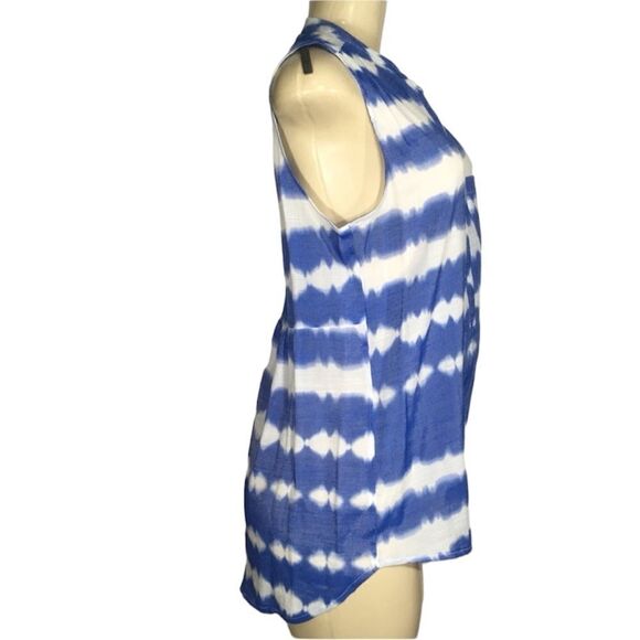 FRED DAVID BOHO WESTERN BLUE TIE-DIE SLEEVELESS HI LOW TANK TOP SZ MEDIUM - Picture 2 of 9